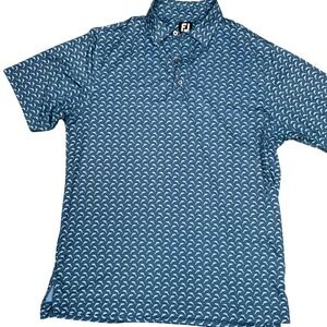 FootJoy Polo Shirt Mens Medium Dolphin Performance Golf Polo Stretch Activewear
